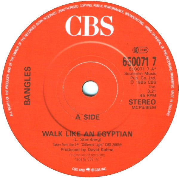 Bangles : Walk Like An Egyptian (7", Single)