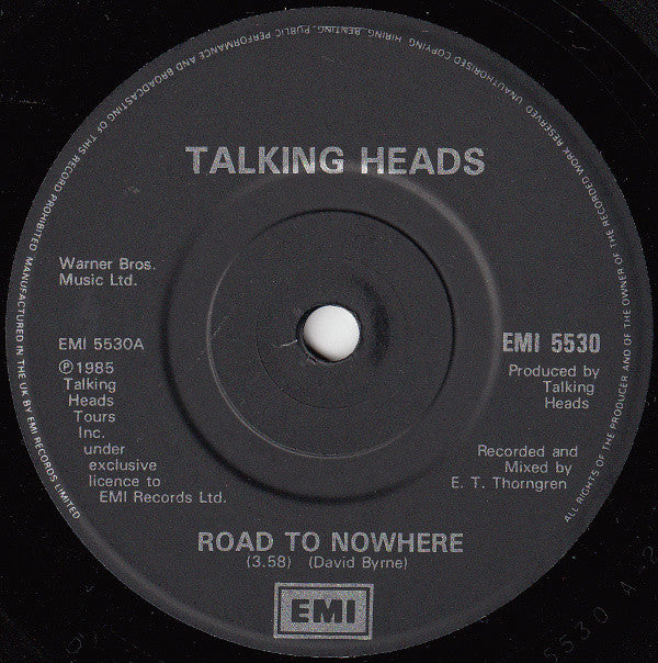 Talking Heads : Road To Nowhere (7", Single)