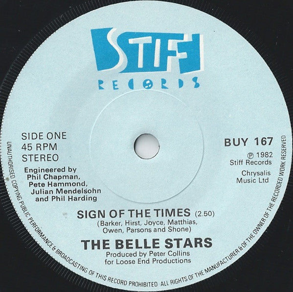 The Belle Stars : Sign Of The Times (7", Single, MPO)