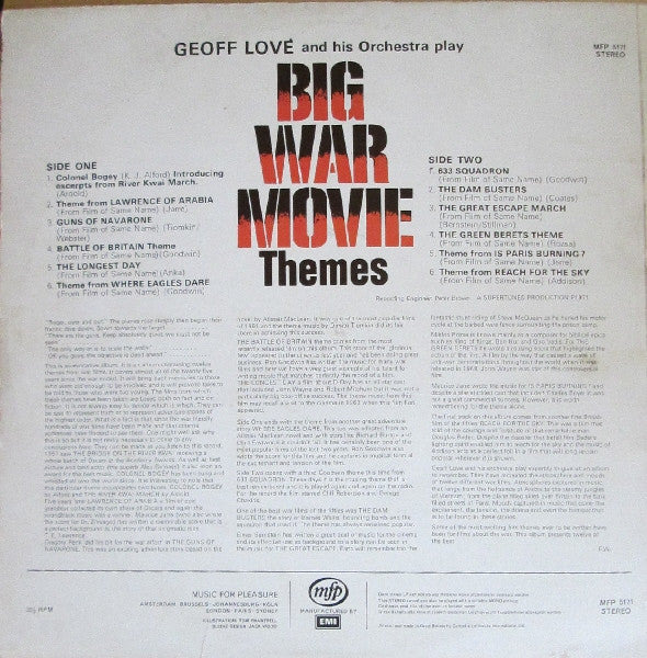 Geoff Love & His Orchestra : Big War Movie Themes (LP)
