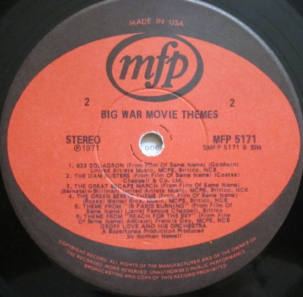 Geoff Love & His Orchestra : Big War Movie Themes (LP)
