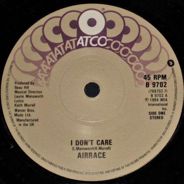 Airrace : I Don't Care (7", Single)