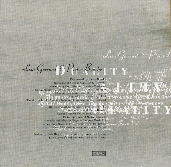 Lisa Gerrard & Pieter Bourke : Duality (CD, Album)