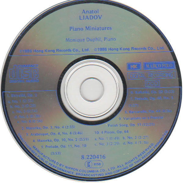 Anatol Liadov* - Monique Duphil : Piano Miniatures (CD)