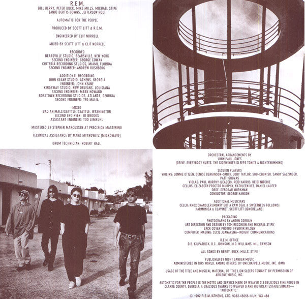 R.E.M. : Automatic For The People (LP, Album, RE, RP)