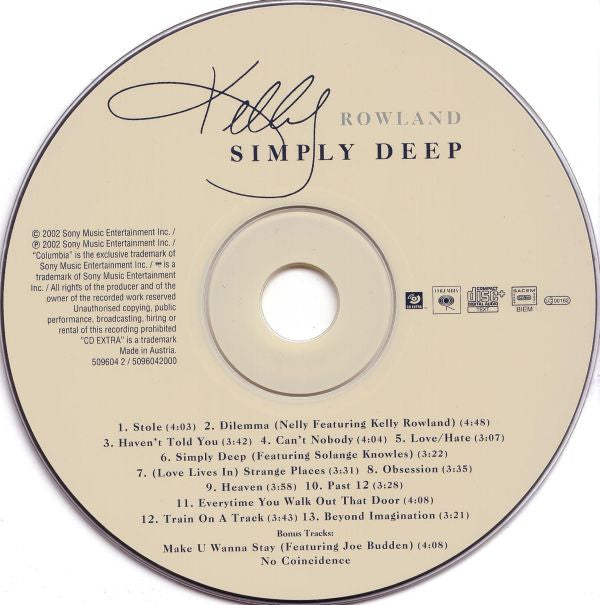 Kelly Rowland : Simply Deep (CD, Album, Enh)