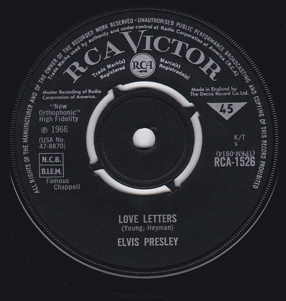 Elvis Presley : Love Letters (7")