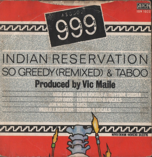 999 : Indian Reservation (7", Single, Cle)