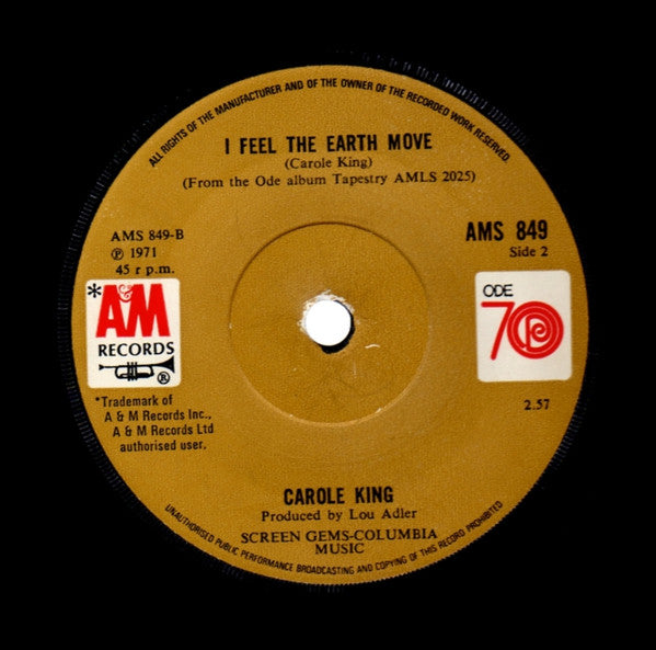 Carole King : It's Too Late (7", Single, Sol)