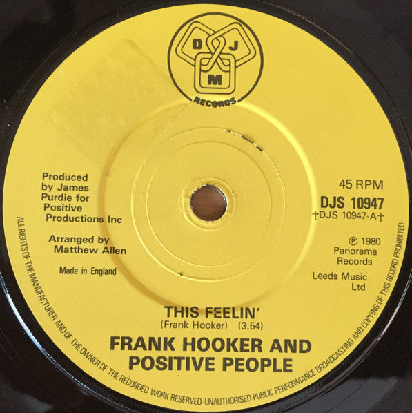 Frank Hooker & Positive People : This Feelin' (7", Single)