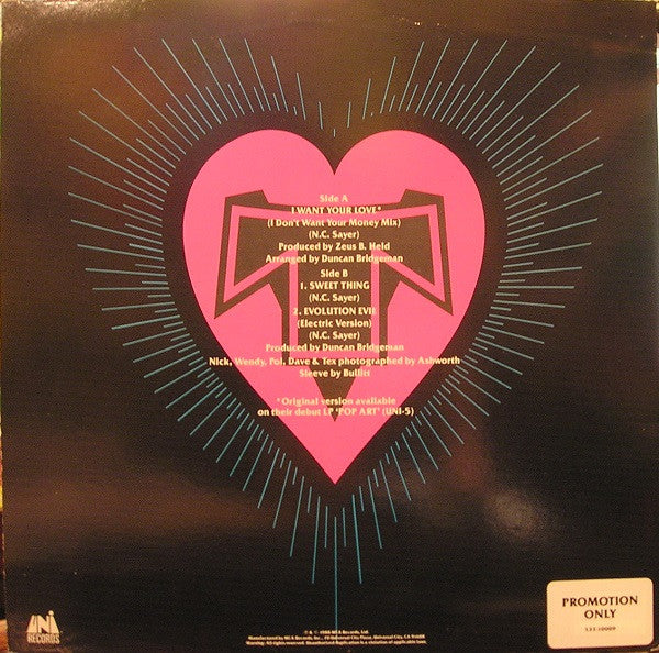 Transvision Vamp : I Want Your Love (12", Promo, Pic)