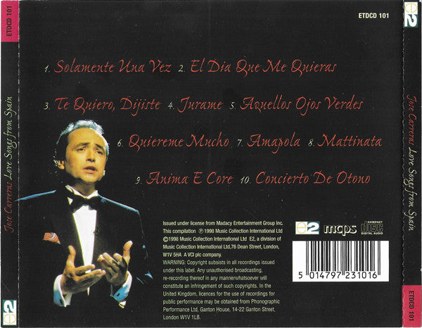 José Carreras : Love Songs From Spain (CD, Comp)