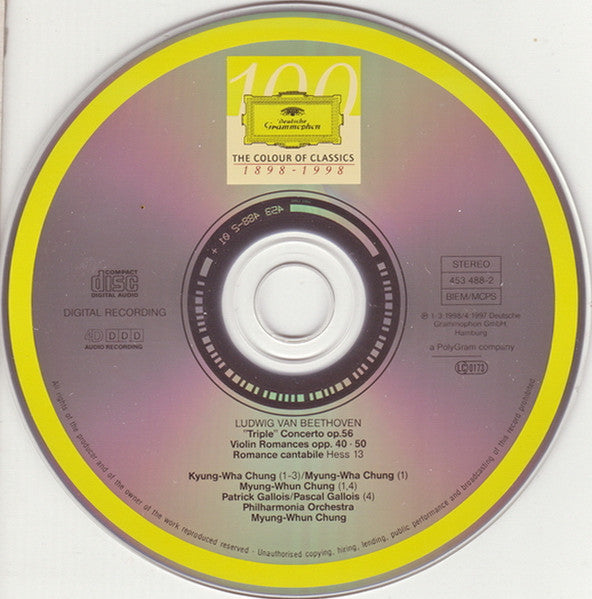 Ludwig van Beethoven – Chung Trio • Patrick Gallois • Pascal Gallois • Philharmonia Orchestra • Myung-Whun Chung : Triple Concerto • Romance In E Minor • Violin Romances Opp. 40 & 50 (CD, Album, PMD)