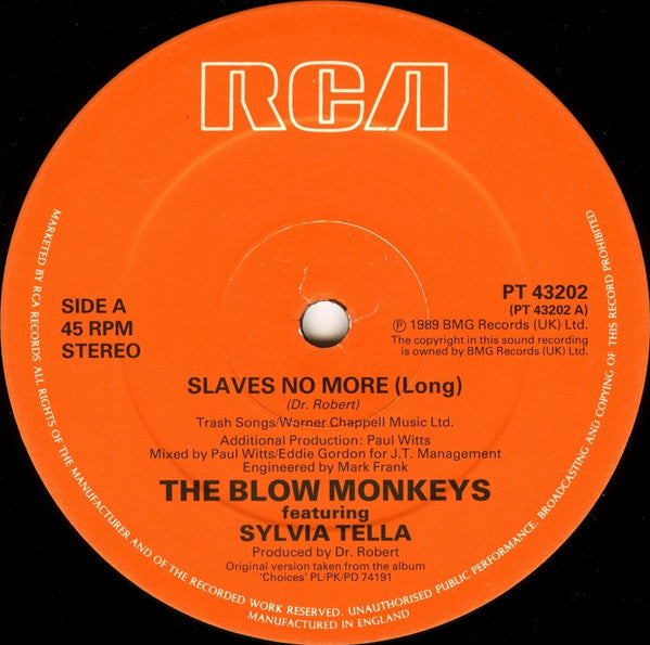 The Blow Monkeys Featuring Sylvia Tella : Slaves No More (12", Single)