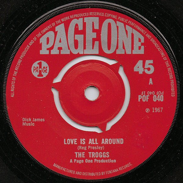 The Troggs : Love Is All Around (7", Single, 3 P)