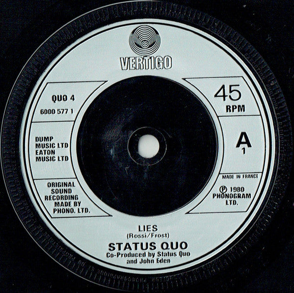 Status Quo : Lies / Don't Drive My Car (7", Single, Fre)