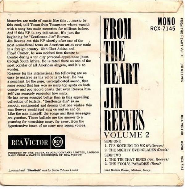 Jim Reeves : From The Heart Vol. 2 (7", EP, Mono)