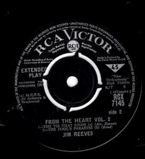 Jim Reeves : From The Heart Vol. 2 (7", EP, Mono)