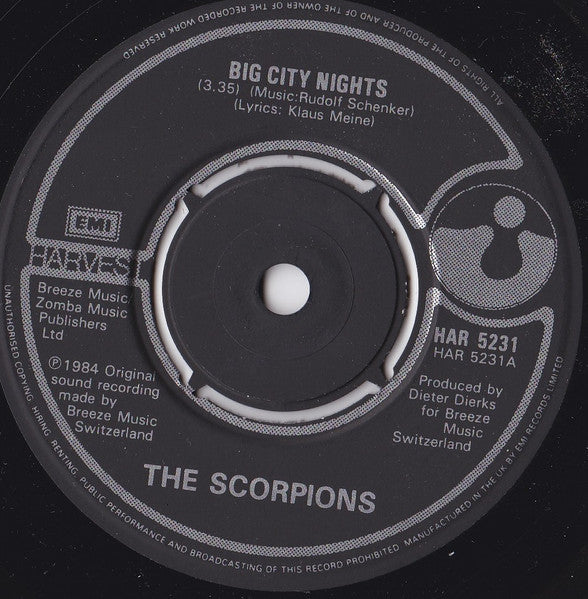 Scorpions : Big City Nights (7", Single, Pap)