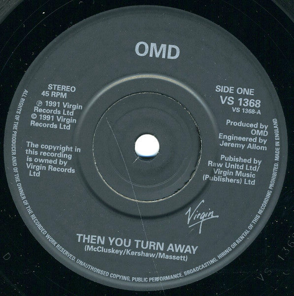 Orchestral Manoeuvres In The Dark : Then You Turn Away (7", Single, Pap)