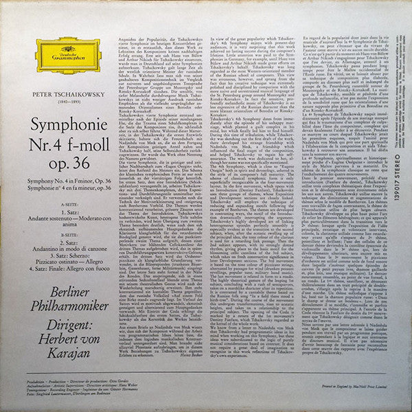 Pyotr Ilyich Tchaikovsky, Herbert von Karajan : Symphony No. 4 In F Minor (LP, Album)