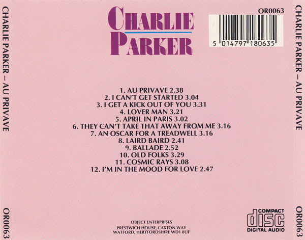 Charlie Parker : Au Privave (CD, Comp)