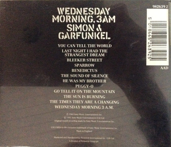 Simon & Garfunkel : Wednesday Morning, 3 AM (CD, Album, RE)