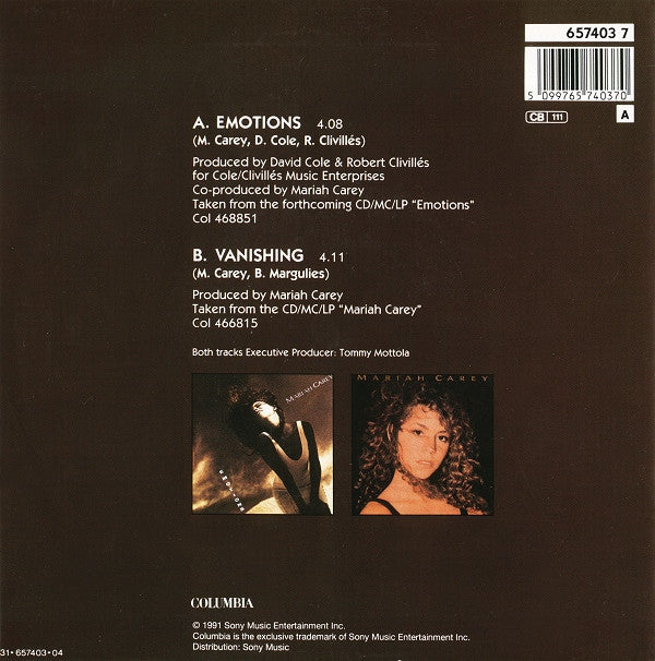 Mariah Carey : Emotions (7", Single)