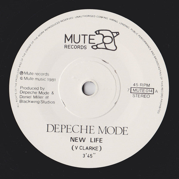 Depeche Mode : New Life (7", Single)