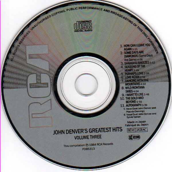 John Denver : Greatest Hits - Volume 3 (CD, Comp)