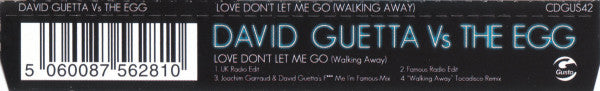 David Guetta Vs. The Egg : Love Don't Let Me Go (Walking Away) (CD, Single)