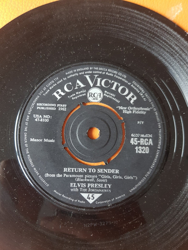 Elvis Presley With The Jordanaires : Return To Sender (7", Single)