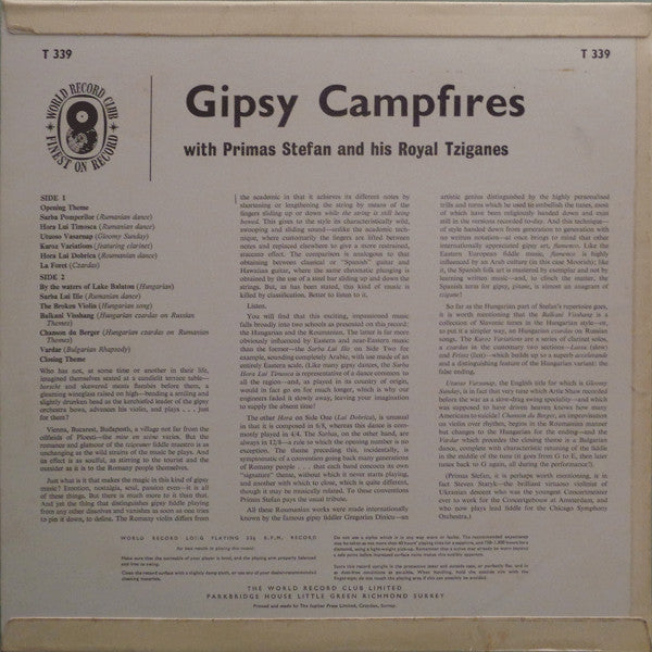 Primas Stefan And His Royal Tziganes* : Gipsy Camp Fires (LP, Album, Club)