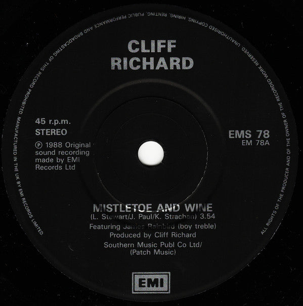 Cliff Richard : Mistletoe & Wine (7", Single, bla)