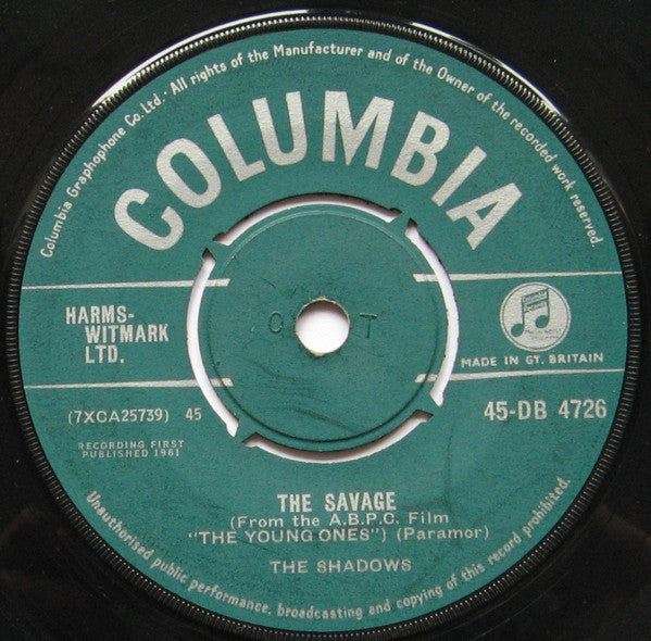 The Shadows : The Savage (7", Single)