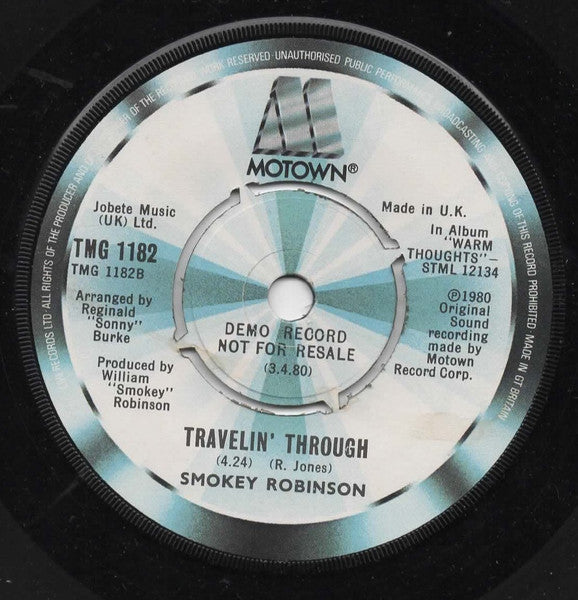 Smokey Robinson : Let Me Be The Clock / Travelin' Through (7", Promo, Pap)