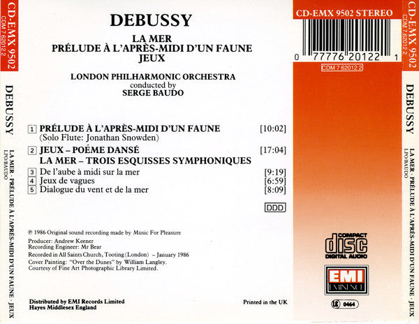 Claude Debussy - London Philharmonic Orchestra, Serge Baudo : La Mer / Prélude À L'après-midi D'un Faune / Jeux (CD)