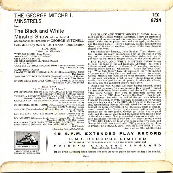 The George Mitchell Minstrels : The Black And White Minstrel Show No.1 (7", EP, Mono)