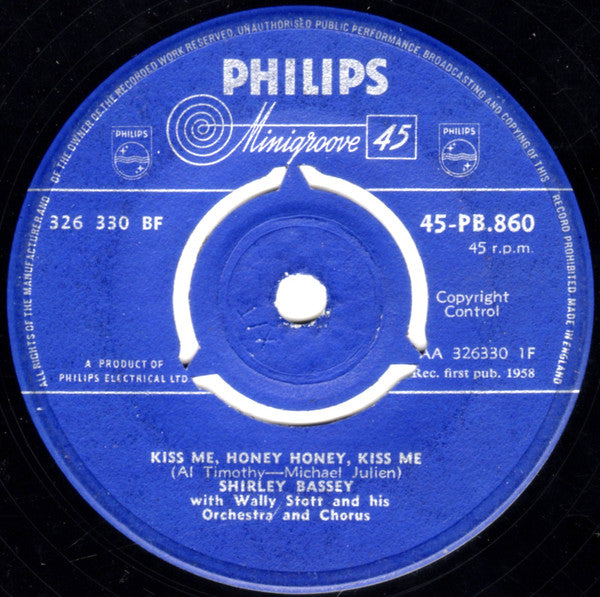 Shirley Bassey With Wally Stott And His Orchestra And Chorus : Kiss Me, Honey Honey, Kiss Me (7", Single)