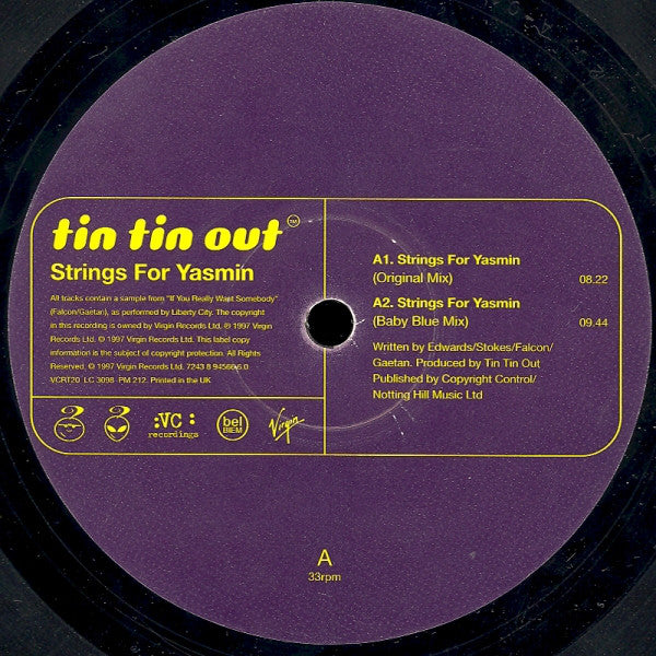 Tin Tin Out : Strings For Yasmin (12")