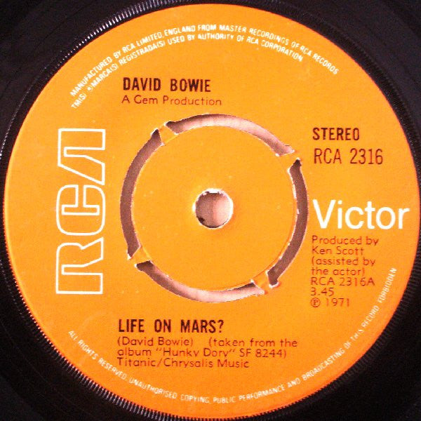 David Bowie : Life On Mars? (7", Single, Pus)