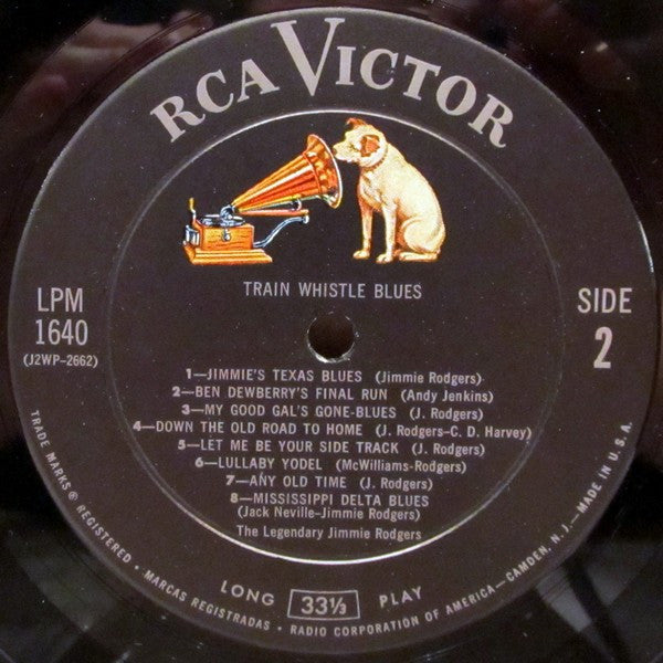 The Legendary Jimmie Rodgers* : Train Whistle Blues (LP, Comp, Mono, Ind)