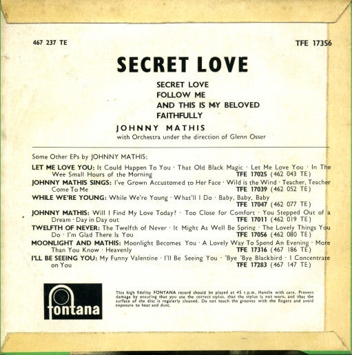 Johnny Mathis : Secret Love (7", EP)