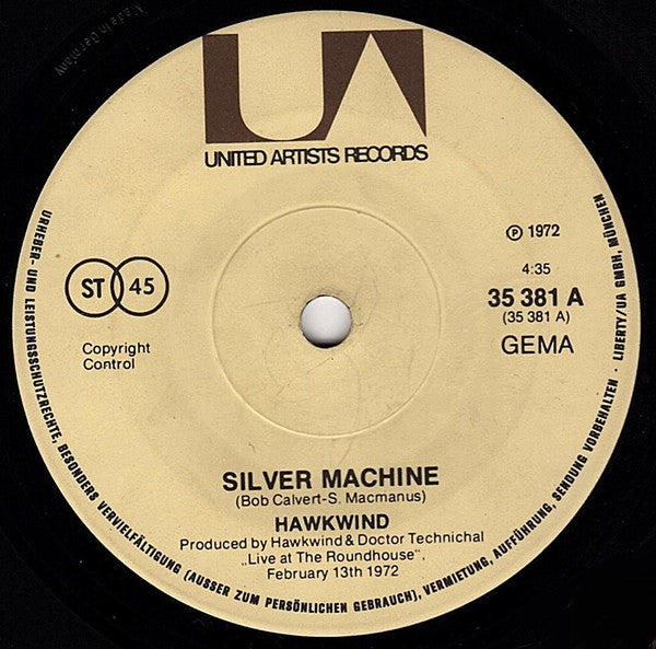 Hawkwind : Silver Machine / Seven By Seven (7", Single, Sol)