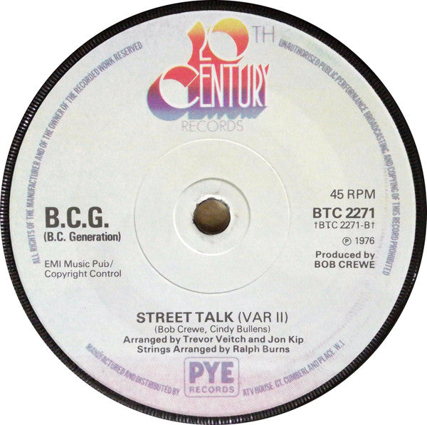 The Bob Crewe Generation : Street Talk  (7", Single, Promo)