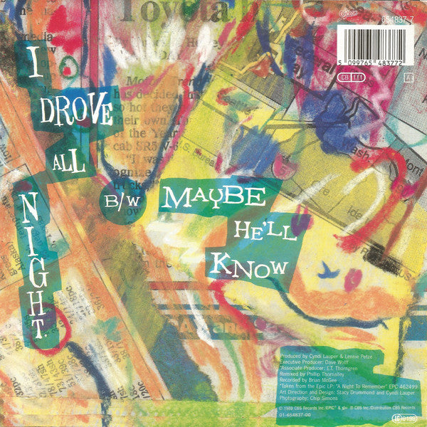 Cyndi Lauper : I Drove All Night (7", Single)
