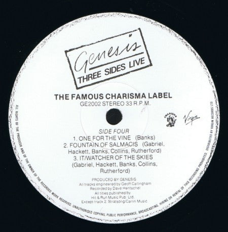 Genesis : Three Sides Live (2xLP, Album, RE)