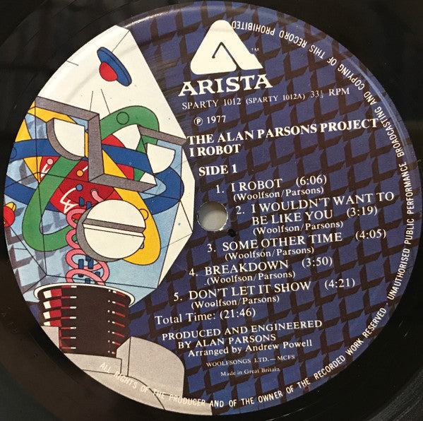 The Alan Parsons Project : I Robot (LP, Album, Gat)