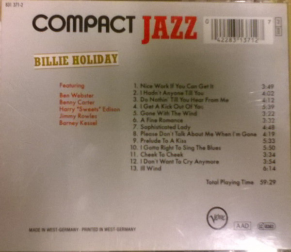 Billie Holiday : Billie Holiday (CD, Comp, Mono, RM)