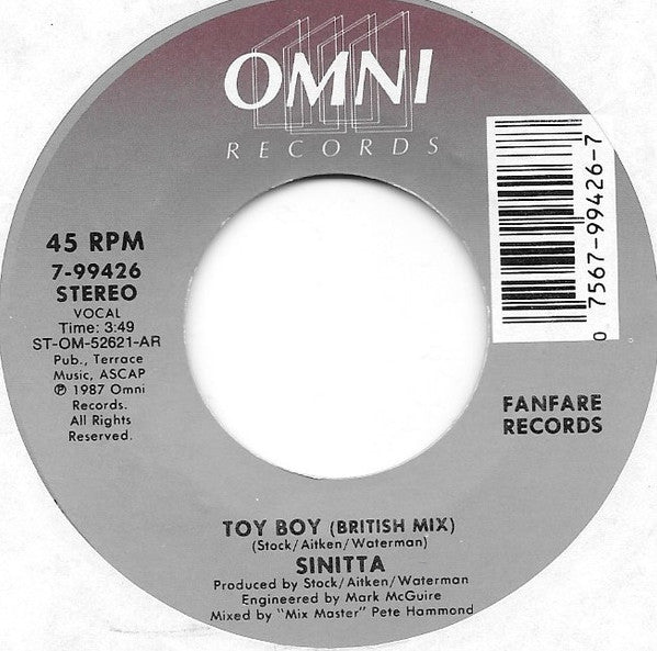 Sinitta : Toy Boy (7", Single)